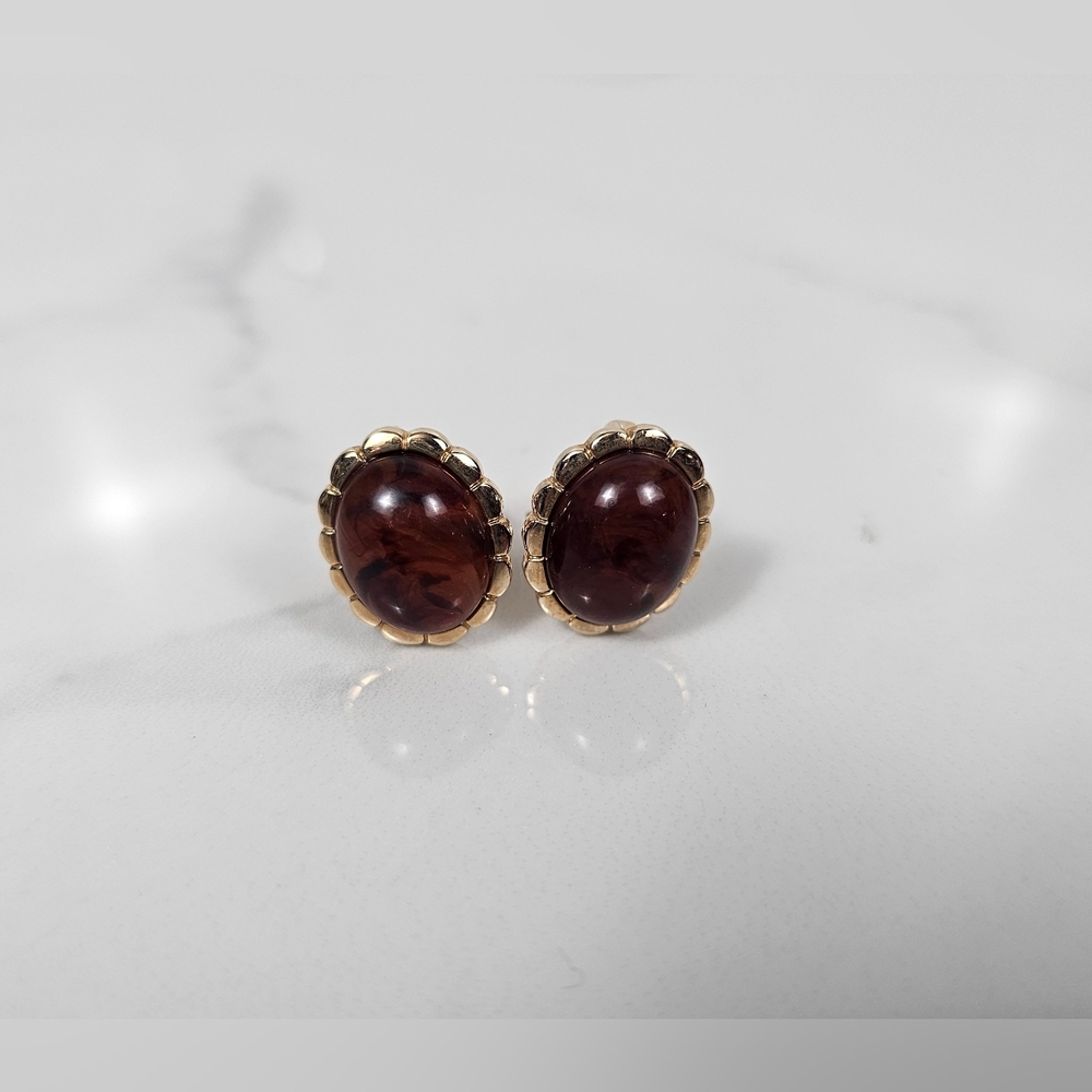 Avon Clip On Earrings Turtle Bay Collection Faux Tortoise VTG‎